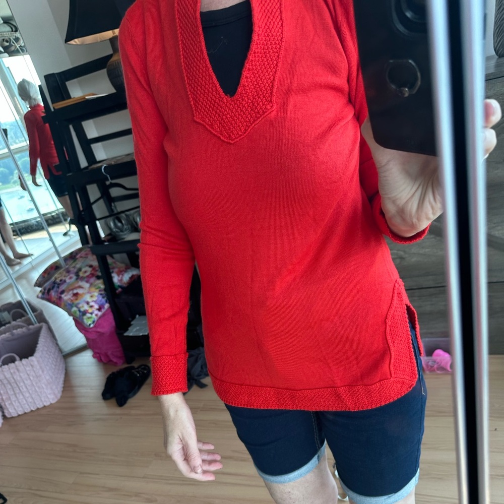 ❤️ Merino Wool Tory Burch Orange Tunic Sweater ❤️. Iconic - Picture 7 of 15